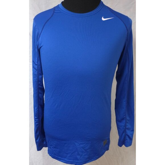 Nike Pro Mens Small Blue Compression Dri Fit Long Sleeve Fitted T-Shirt - Picture 1 of 13